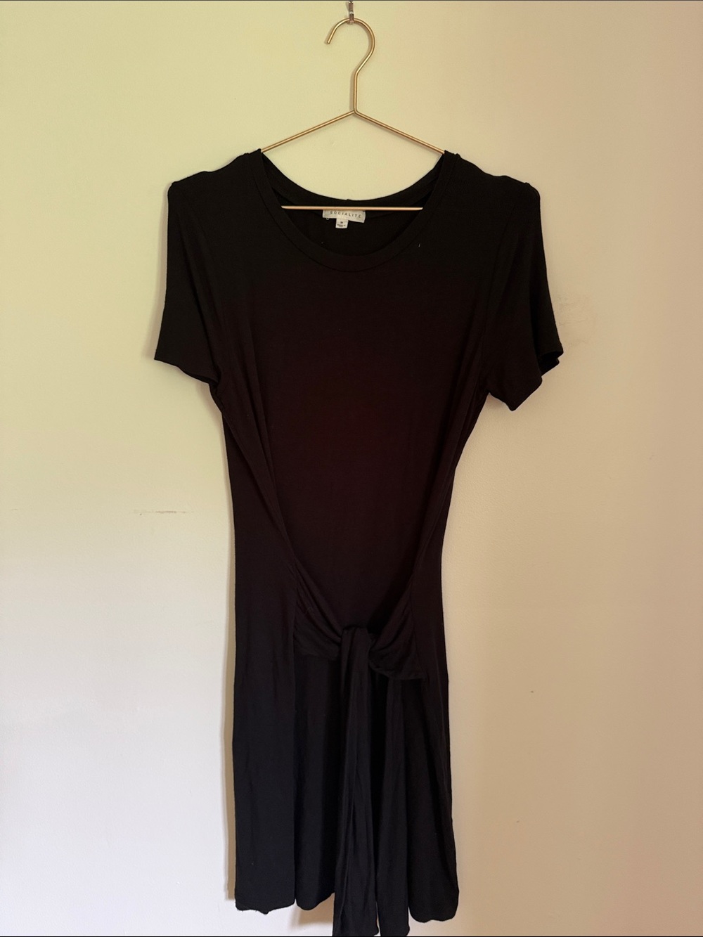 Socialite Black Short-Sleeve Tie-Front Mini Dress